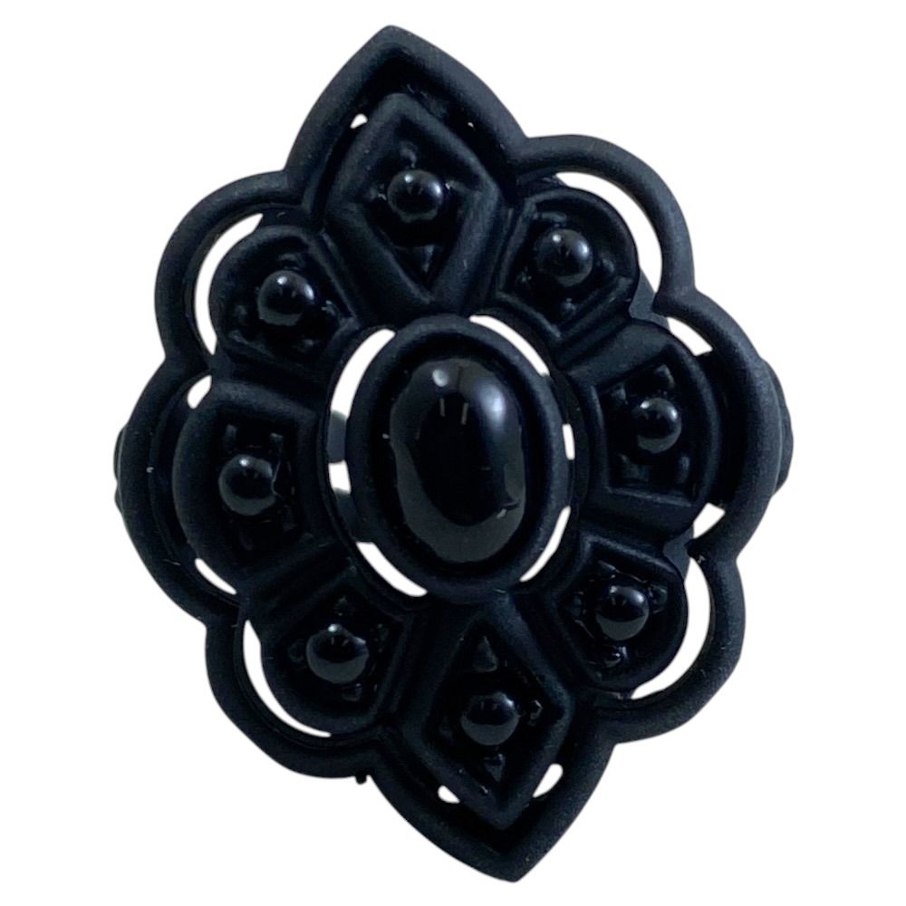 Gucci Ring Flower Motif Michele Era Stone Black