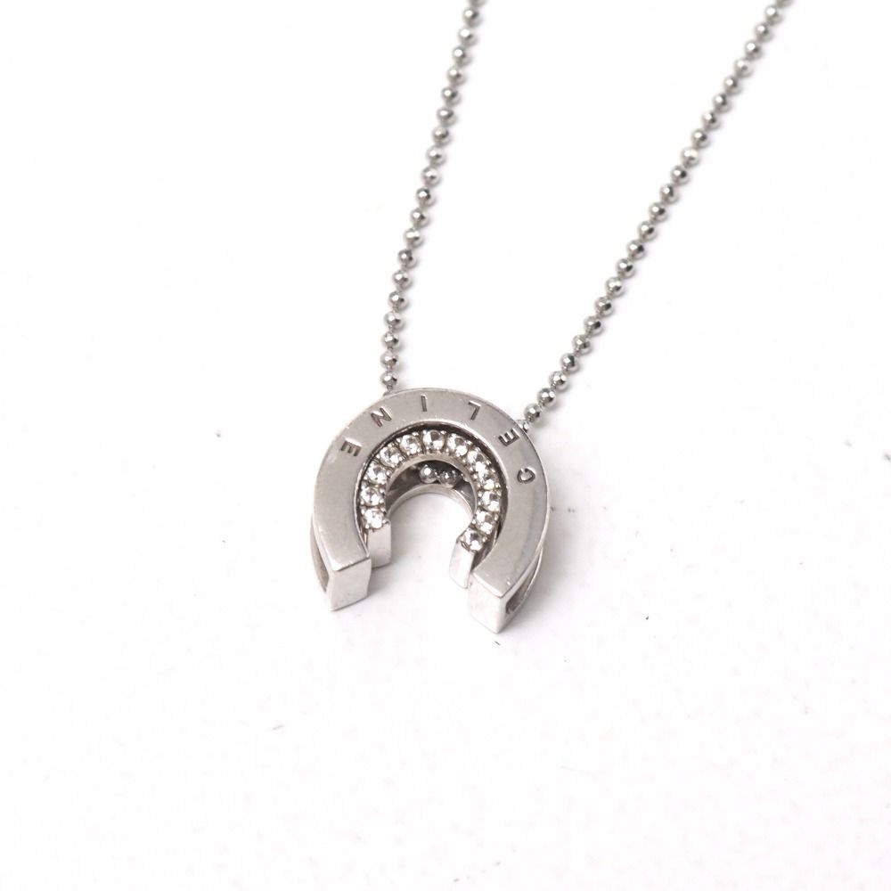 Celine Vintage Necklace Horseshoe Rhinestone 925 Sterling Silver