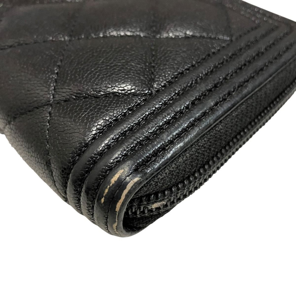 Chanel Zip Around Boy Wallet Caviar Leather — view 8