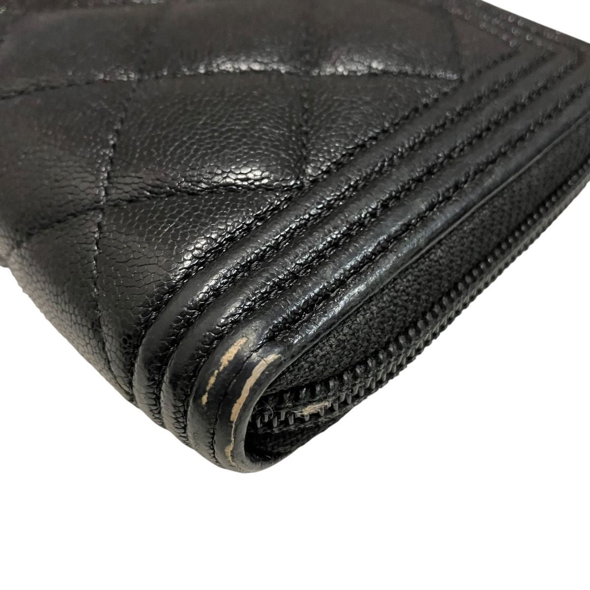 Chanel Zip Around Boy Wallet Caviar Leather — view 8