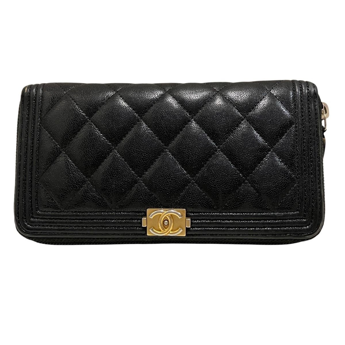Chanel Zip Around Boy Wallet Caviar Leather