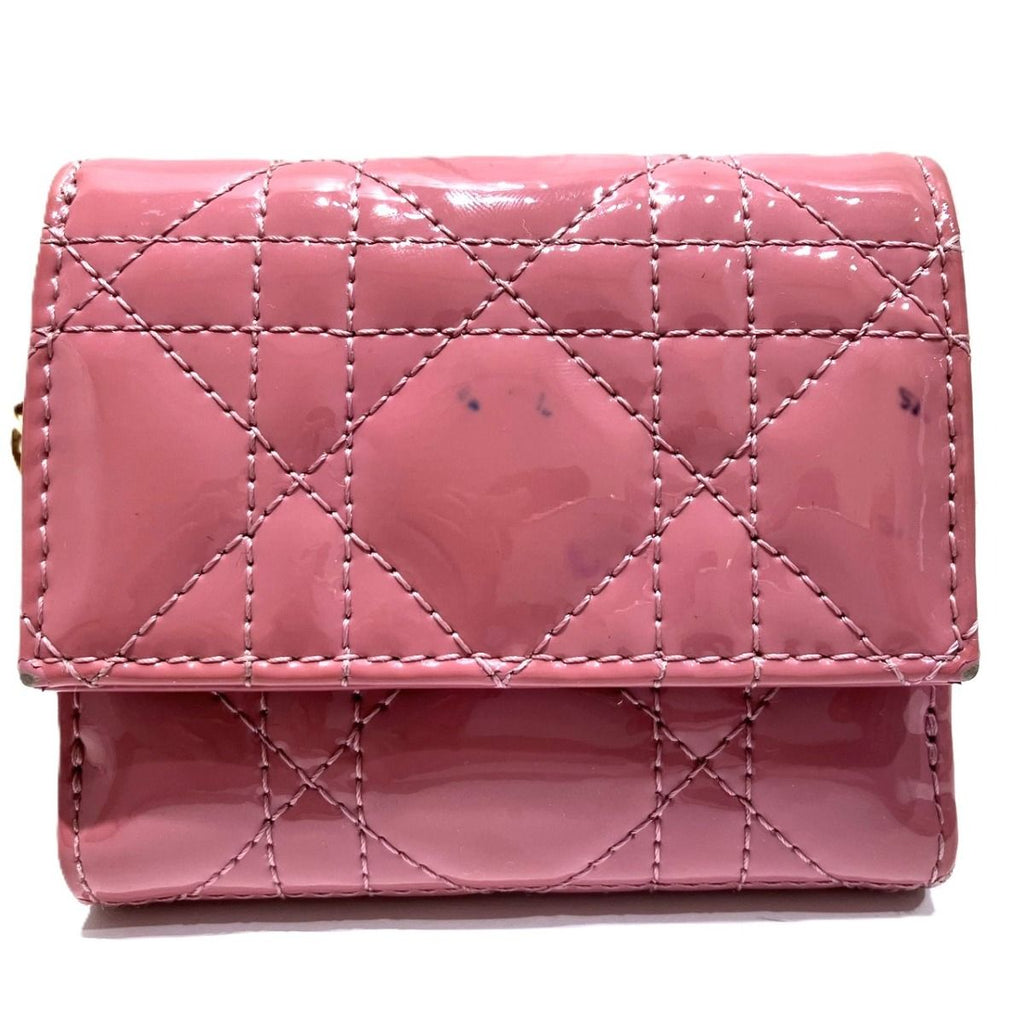 Dior Lotus Wallet Trifold Patent Leather