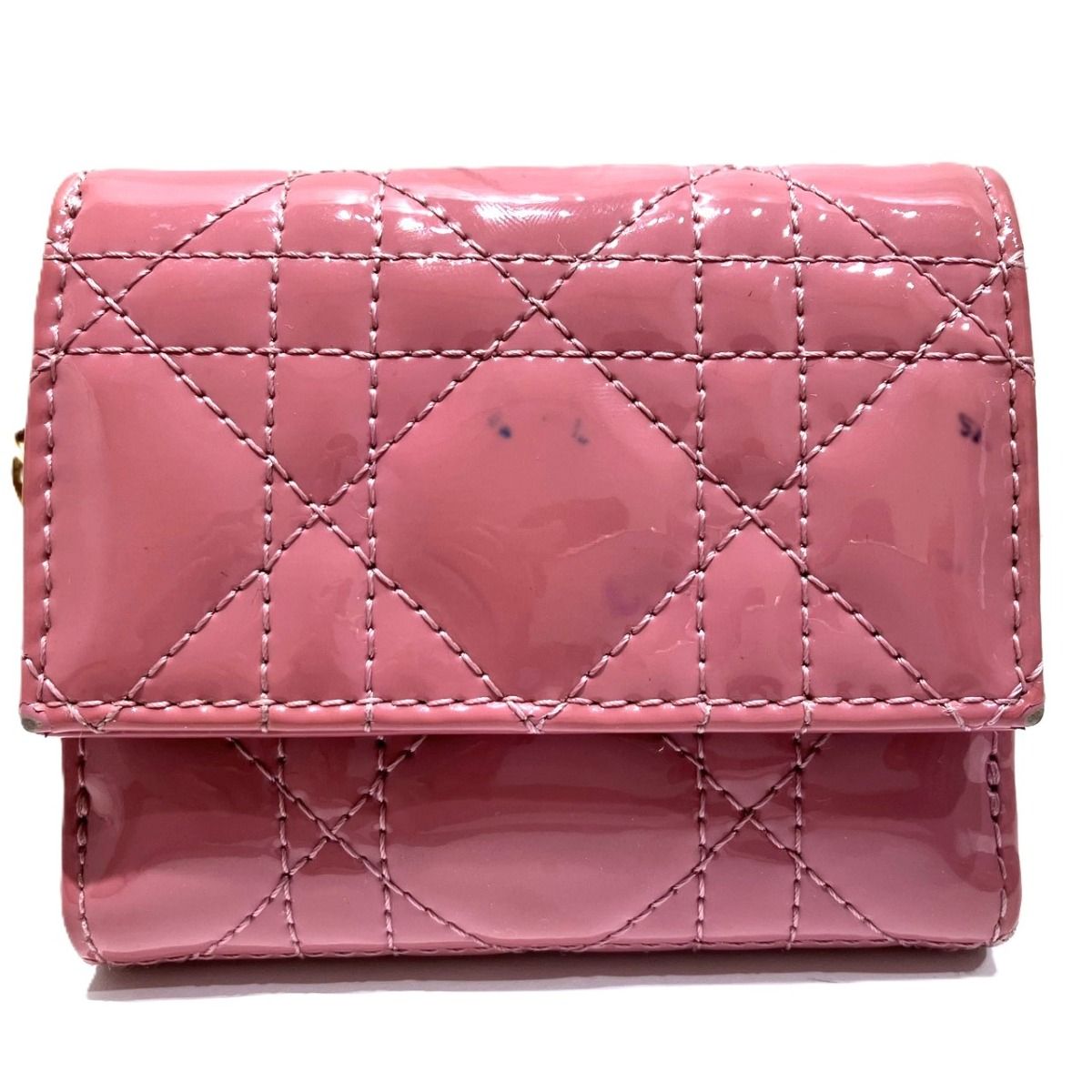 Dior Lotus Wallet Trifold Patent Leather
