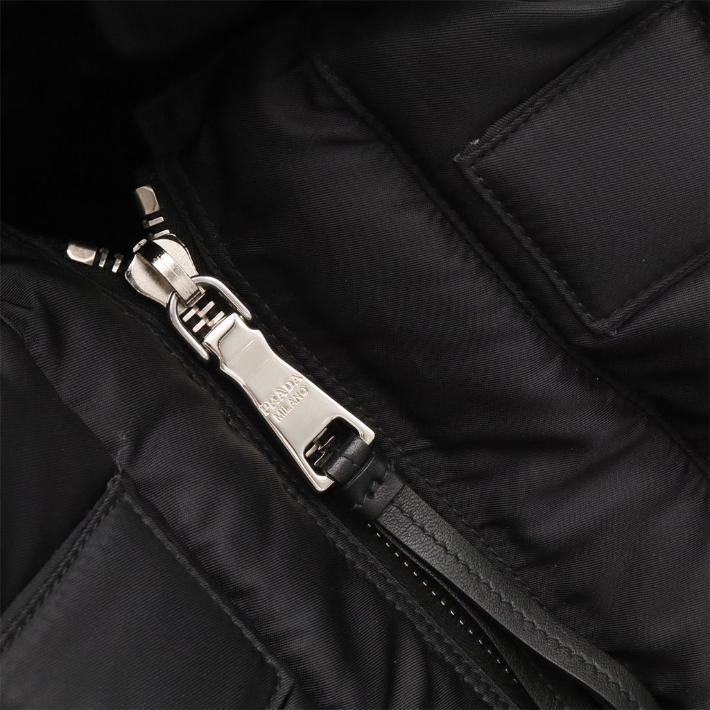 Prada Bomber Triangle Logo Tote 2-Way Shoulder Bag Nylon Leather Nero Black — view 6