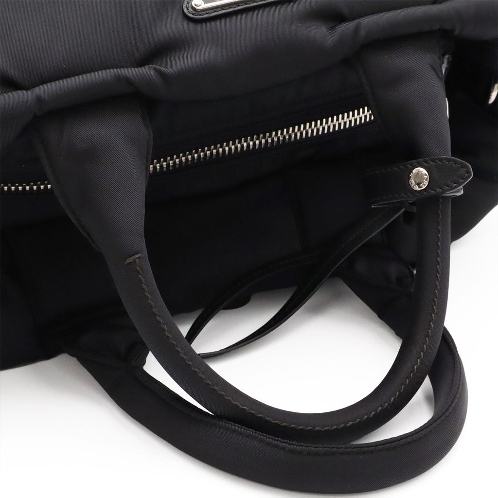 Prada Bomber Triangle Logo Tote 2-Way Shoulder Bag Nylon Leather Nero Black — view 4