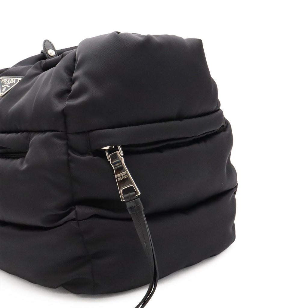 Prada Bomber Triangle Logo Tote 2-Way Shoulder Bag Nylon Leather Nero Black — view 7