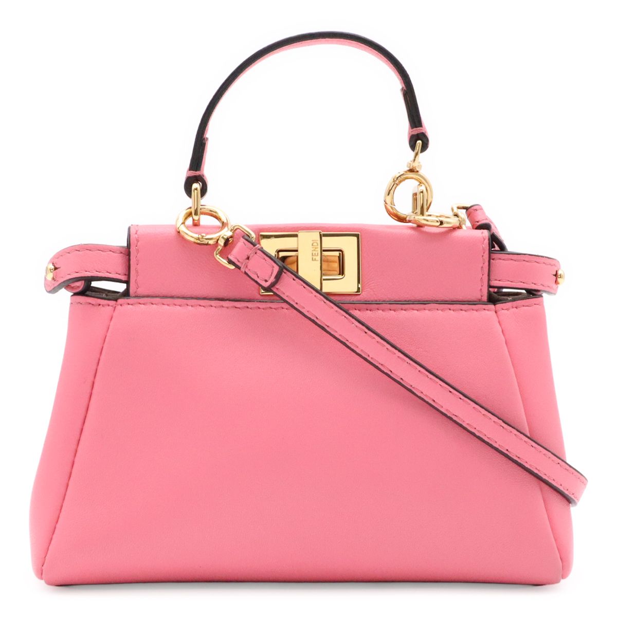 Fendi Micro Peekaboo Mini Bag 2-Way Crossbody Leather Pink Gold