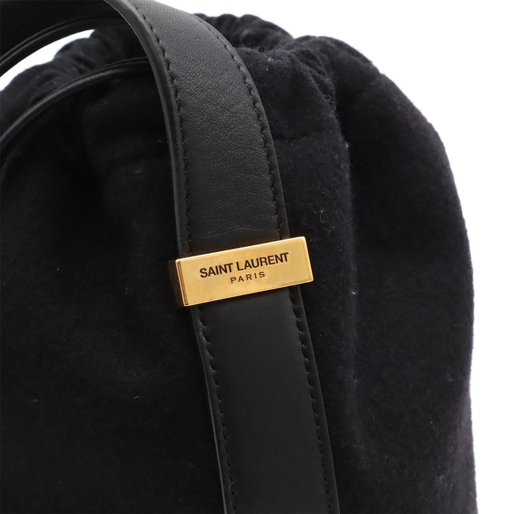 Saint Laurent Paris YSL Rive Gauche Bucket Bag Drawstring Felt Black — view 6