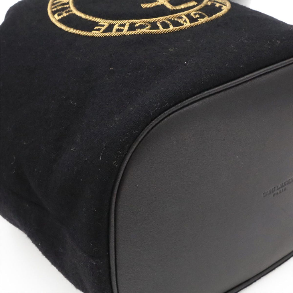 Saint Laurent Paris YSL Rive Gauche Bucket Bag Drawstring Felt Black — view 3