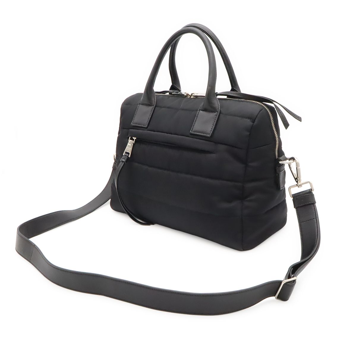 Prada Bomber Mini Boston Bag 2-Way Nylon Leather Nero Black — view 2