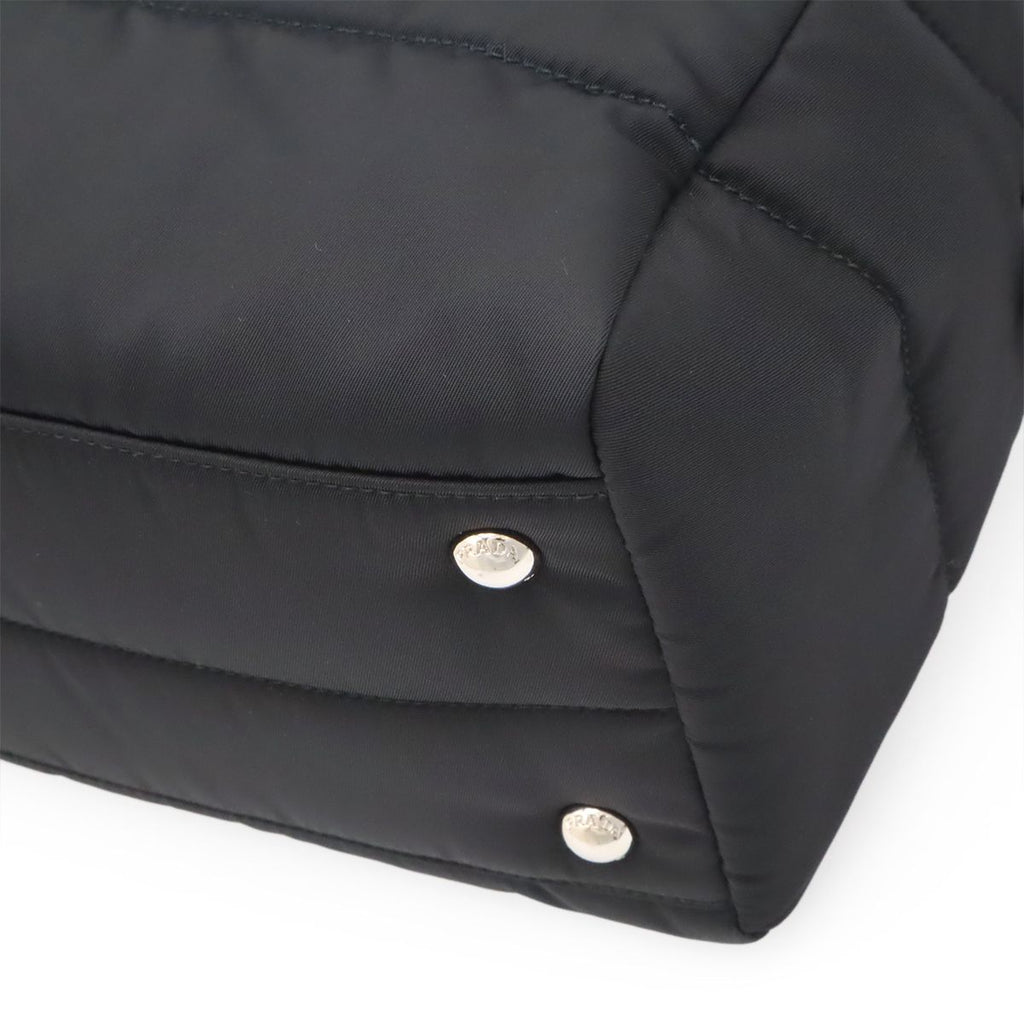 Prada Bomber Mini Boston Bag 2-Way Nylon Leather Nero Black — view 3