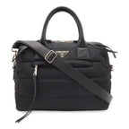 Prada Bomber Mini Boston Bag 2-Way Nylon Leather Nero Black