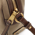 Prada Logo Jacquard Ribbon Shoulder Bag Pochette Canvas Corda Beige Brucia — view 5