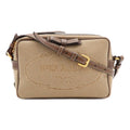 Prada Logo Jacquard Ribbon Shoulder Bag Pochette Canvas Corda Beige Brucia