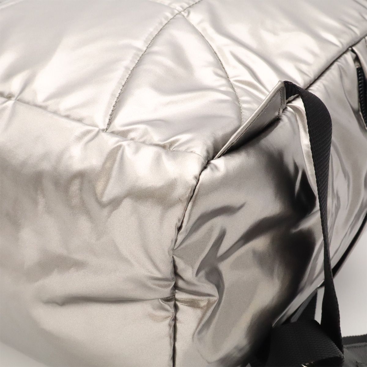 Prada Triangle Logo Backpack Shoulder Bag Nylon Metallic Silver — view 3