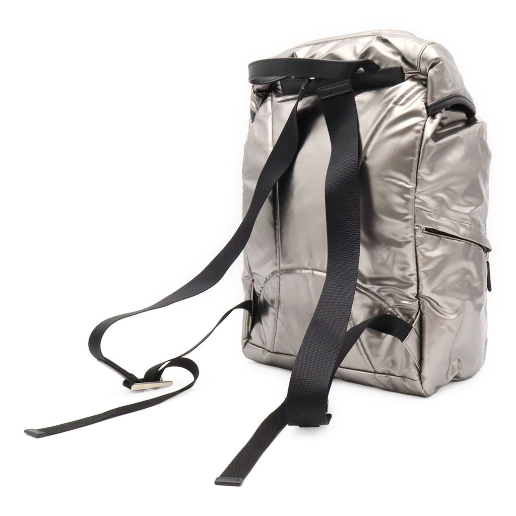 Prada Triangle Logo Backpack Shoulder Bag Nylon Metallic Silver — view 2