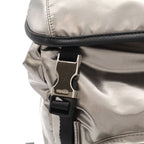 Prada Triangle Logo Backpack Shoulder Bag Nylon Metallic Silver — view 6