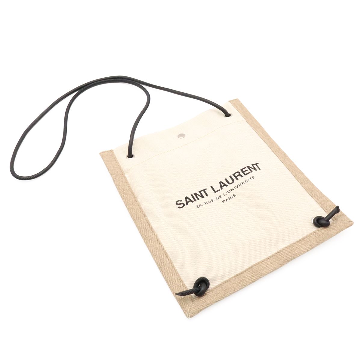 Saint Laurent Paris University Flat Shoulder Bag 2-Way Backpack Canvas Beige — view 6
