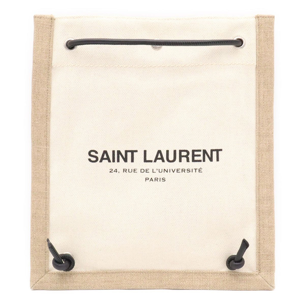 Saint Laurent Paris University Flat Shoulder Bag 2-Way Backpack Canvas Beige