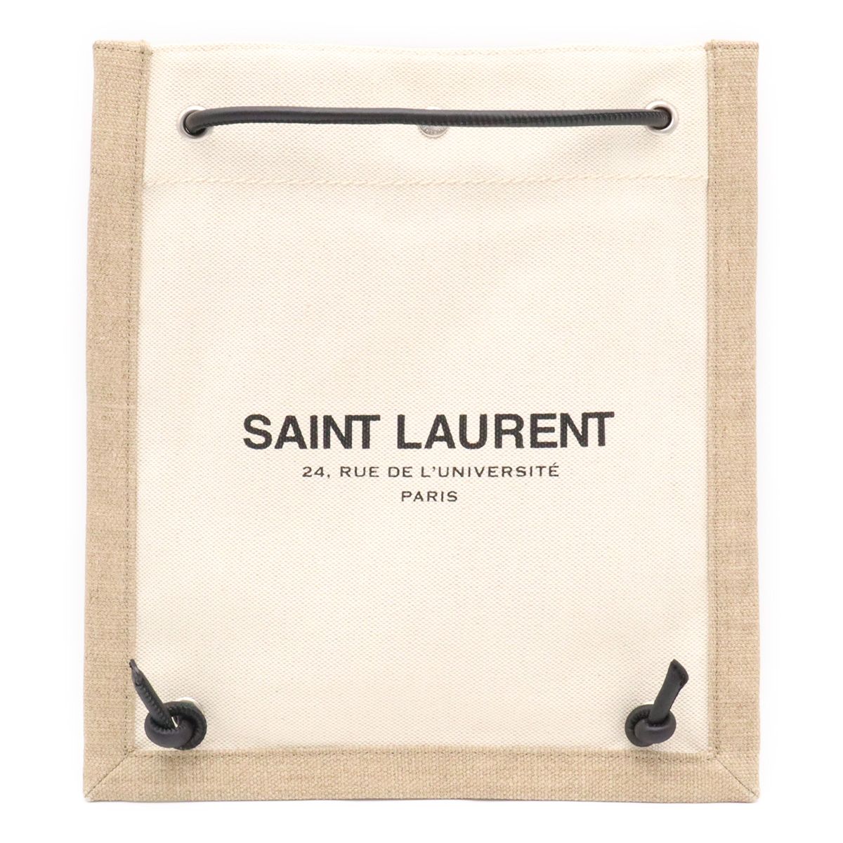 Saint Laurent Paris University Flat Shoulder Bag 2-Way Backpack Canvas Beige