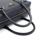 Prada Saffiano Mini Boston Bag 2-Way Crossbody Leather Navy Gold — view 4