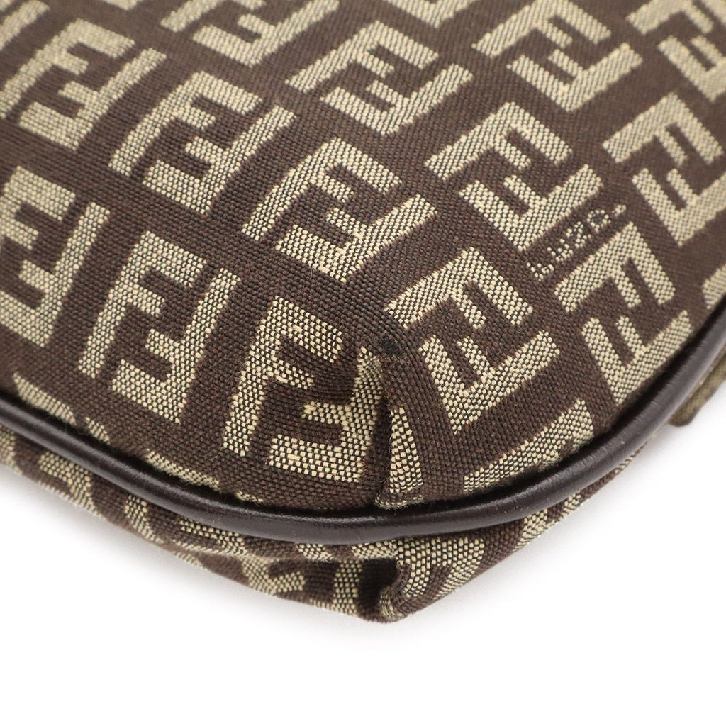 Fendi Zucchino Pattern Shoulder Bag Pochette Crossbody Canvas Leather Brown — view 3