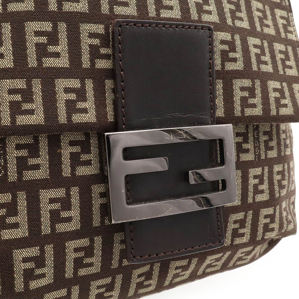 Fendi Zucchino Pattern Shoulder Bag Pochette Crossbody Canvas Leather Brown — view 6