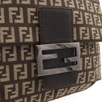 Fendi Zucchino Pattern Shoulder Bag Pochette Crossbody Canvas Leather Brown — view 6