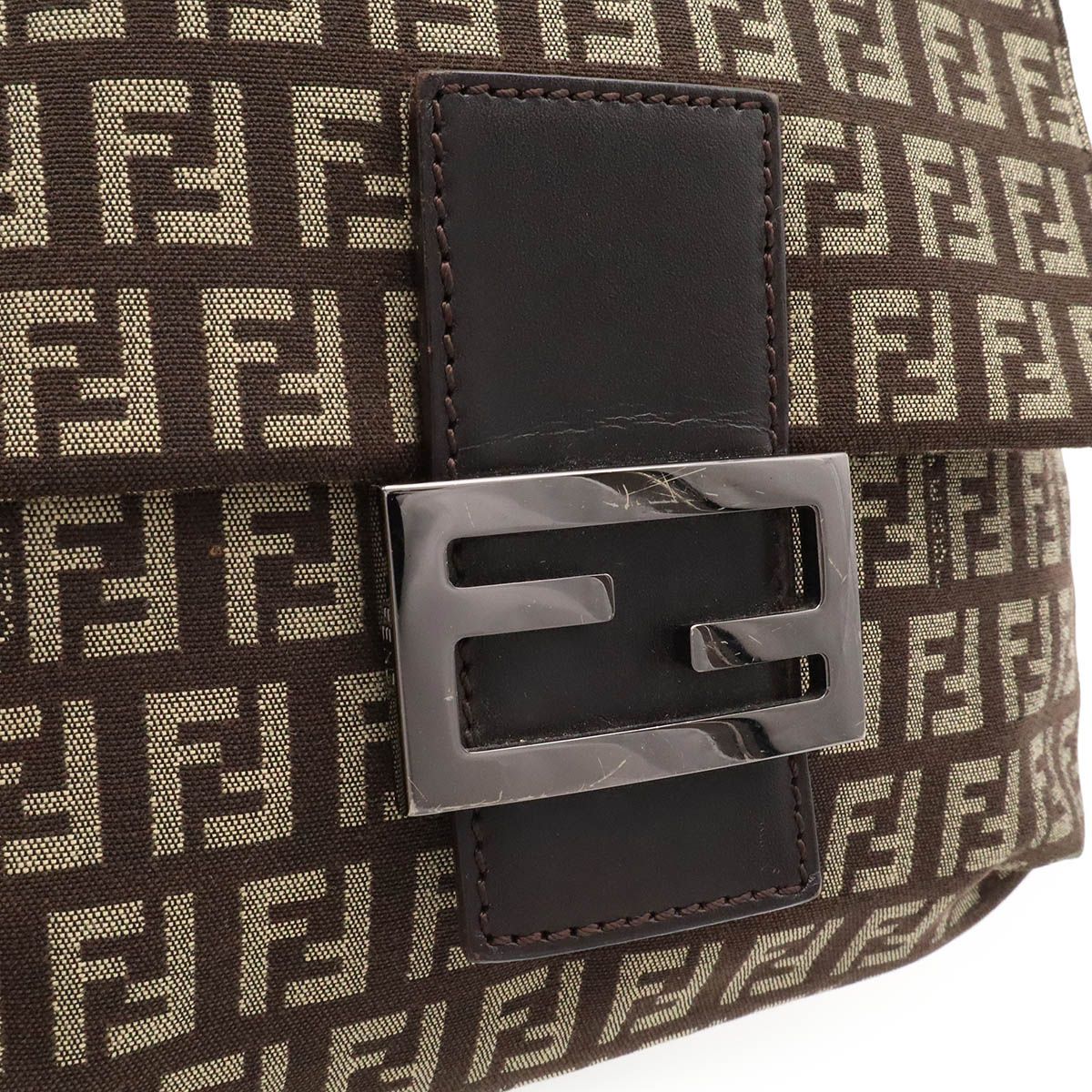 Fendi Zucchino Pattern Shoulder Bag Pochette Crossbody Canvas Leather Brown — view 6
