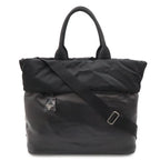 Prada Reversible Tote 2-Way Shoulder Bag Nylon Leather Nero Black Silver