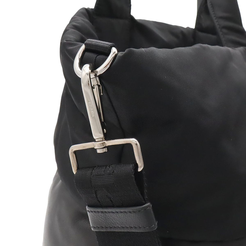 Prada Reversible Tote 2-Way Shoulder Bag Nylon Leather Nero Black Silver — view 5