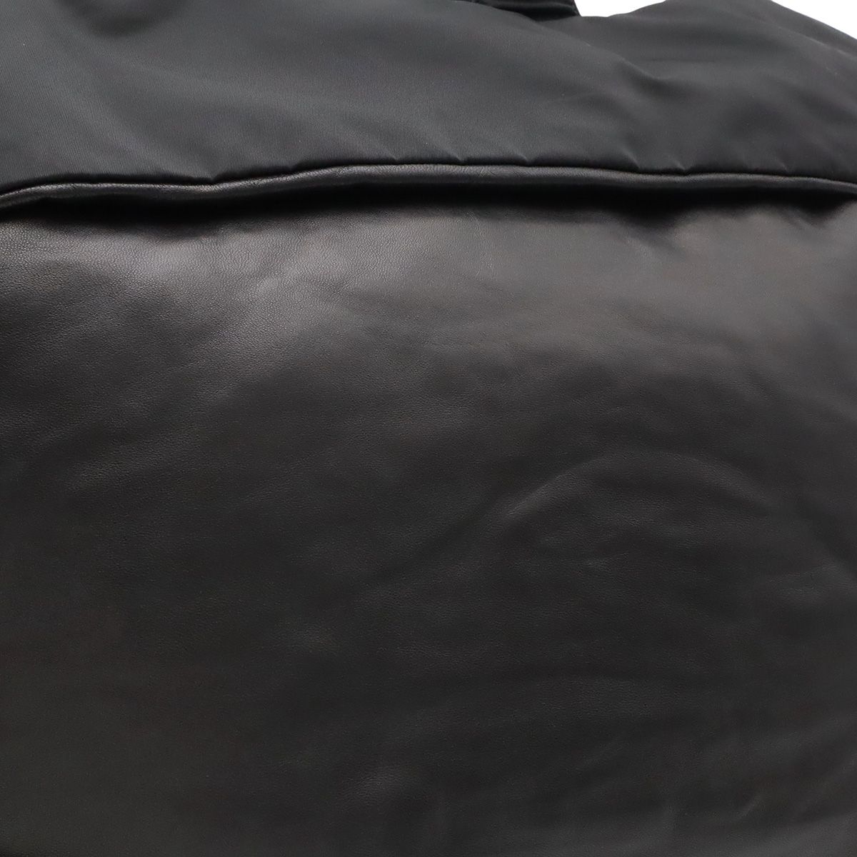Prada Reversible Tote 2-Way Shoulder Bag Nylon Leather Nero Black Silver — view 7