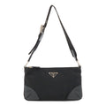 Prada Triangle Logo Tessuto Light Shoulder Bag Nylon Nero Black Silver