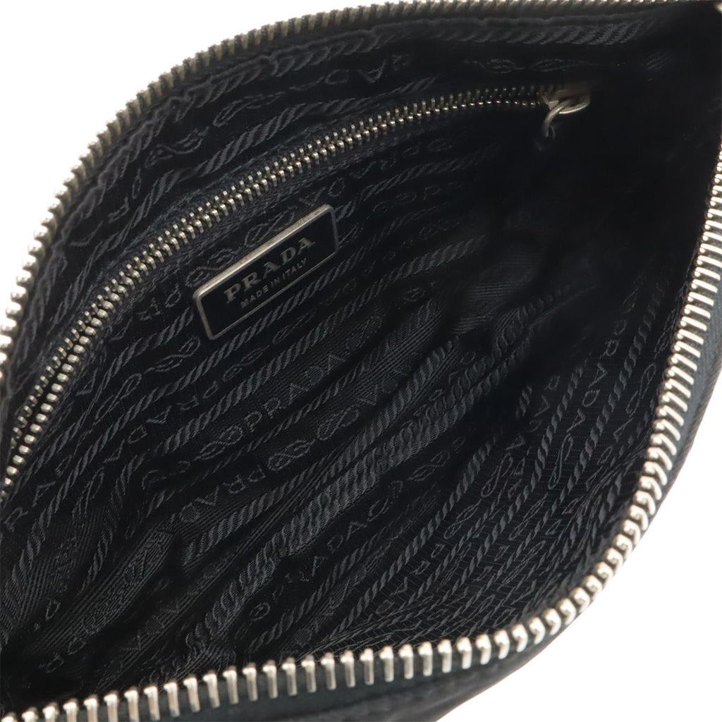 Prada Triangle Logo Tessuto Light Shoulder Bag Nylon Nero Black Silver — view 7