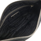 Prada Triangle Logo Tessuto Light Shoulder Bag Nylon Nero Black Silver — view 7
