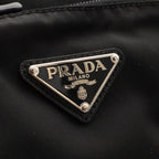 Prada Triangle Logo Tote Big Travel Bag Purse Nylon Leather Nero Black Silver — view 8
