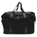 Prada Triangle Logo Tote Big Travel Bag Purse Nylon Leather Nero Black Silver