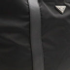 Prada Triangle Logo Tote Big Travel Bag Purse Nylon Leather Nero Black Silver — view 5