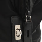 Prada Triangle Logo Tote Big Travel Bag Purse Nylon Leather Nero Black Silver — view 6