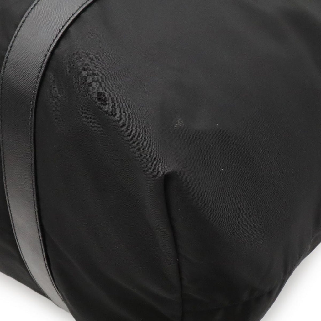 Prada Triangle Logo Tote Big Travel Bag Purse Nylon Leather Nero Black Silver — view 3