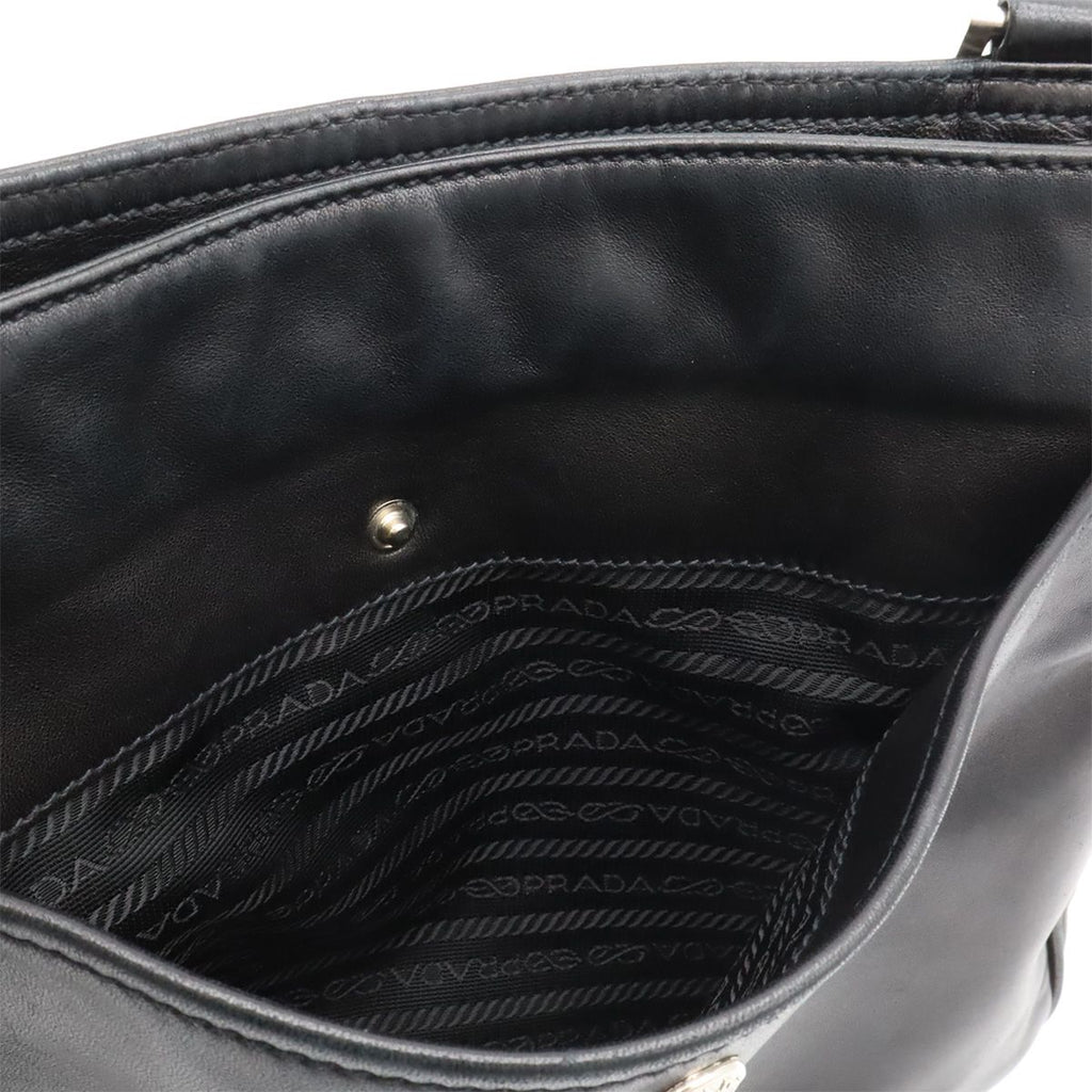 Prada Triangle Logo Shoulder Bag Cross Nappa Leather Nero Black Silver Overseas — view 8