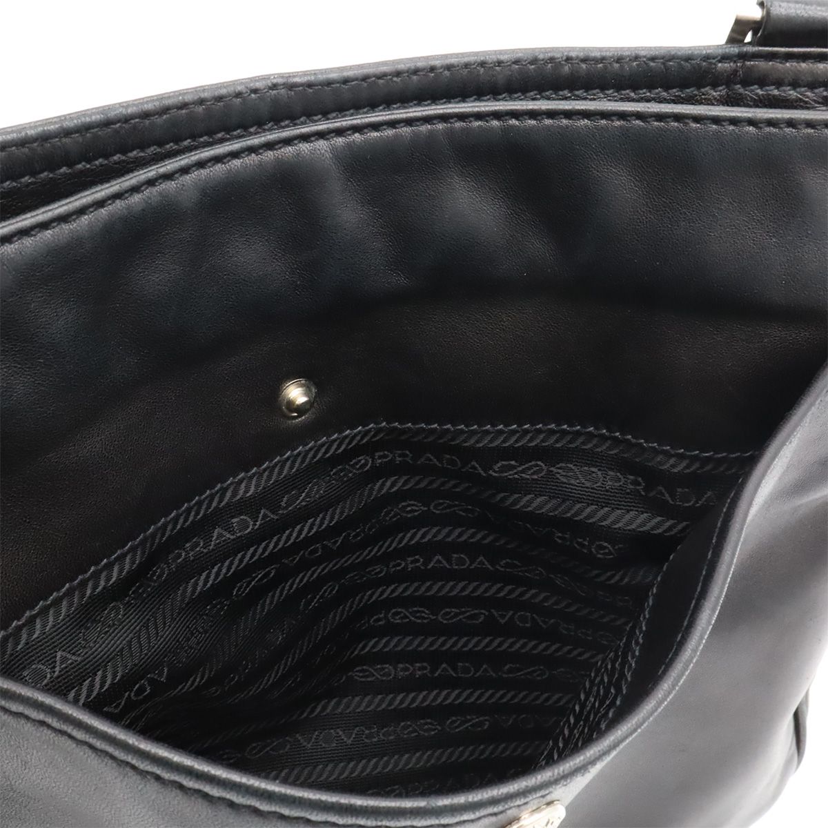 Prada Triangle Logo Shoulder Bag Cross Nappa Leather Nero Black Silver Overseas — view 8