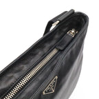 Prada Triangle Logo Shoulder Bag Cross Nappa Leather Nero Black Silver Overseas — view 5