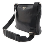 Prada Triangle Logo Shoulder Bag Cross Nappa Leather Nero Black Silver Overseas — view 2