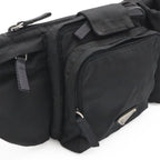 Prada Triangle Logo Waist Bag Pouch Hip Nylon Nero Black Silver — view 7