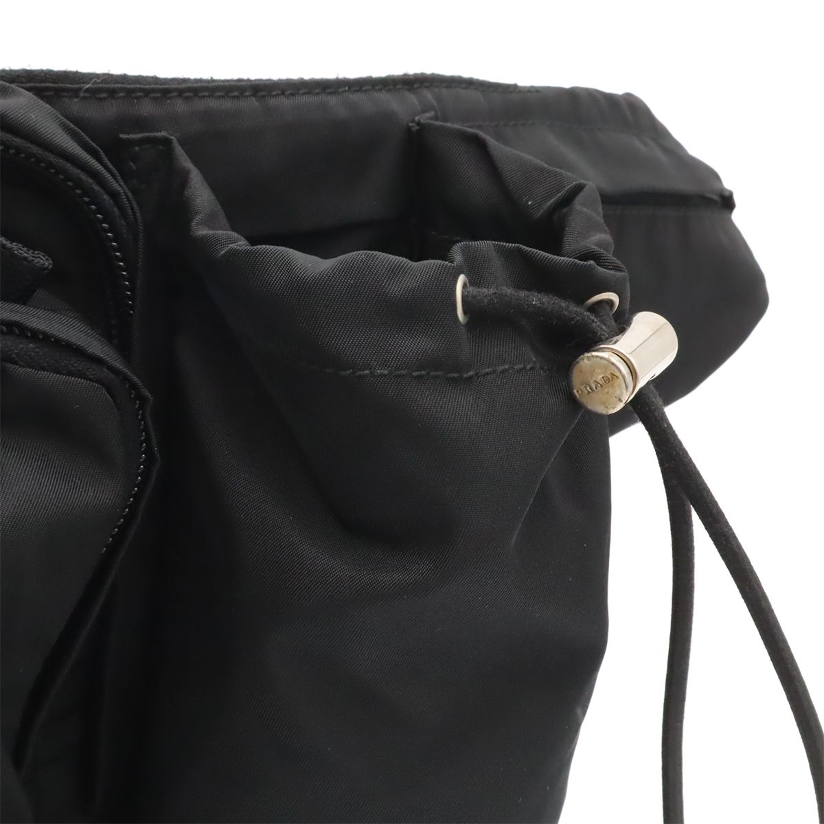 Prada Triangle Logo Waist Bag Pouch Hip Nylon Nero Black Silver — view 8