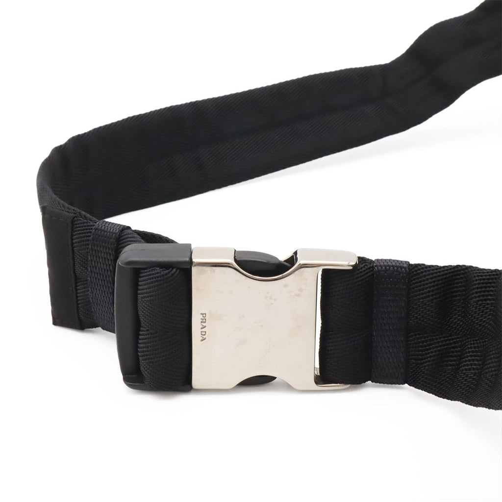 Prada Triangle Logo Waist Bag Pouch Hip Nylon Nero Black Silver — view 4
