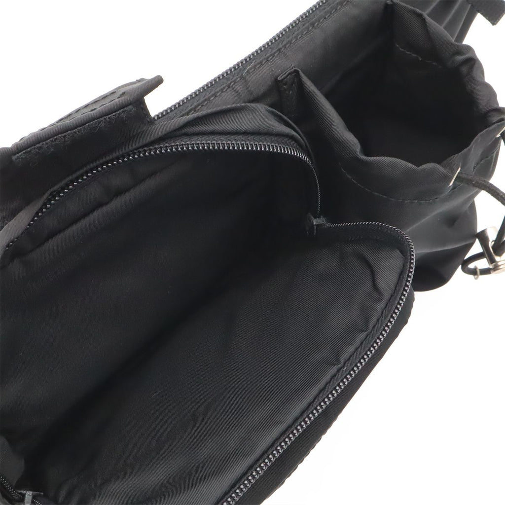Prada Triangle Logo Waist Bag Pouch Hip Nylon Nero Black Silver — view 5