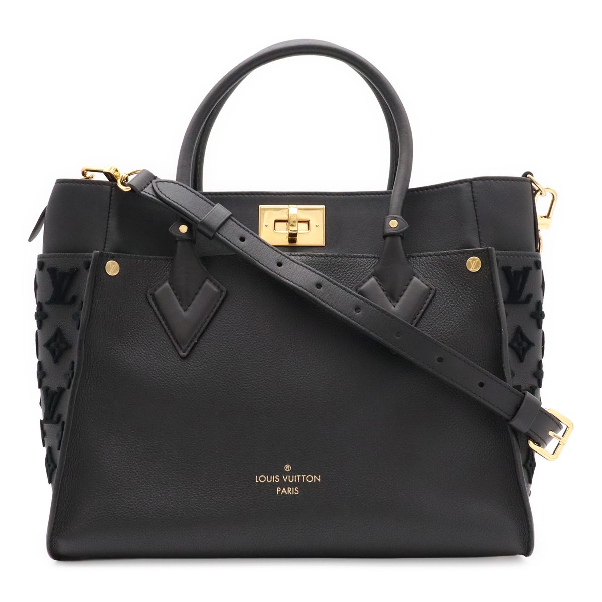 Louis Vuitton Monogram Tuffetage on My Side MM 2-Way Shoulder Bag Leather Noir