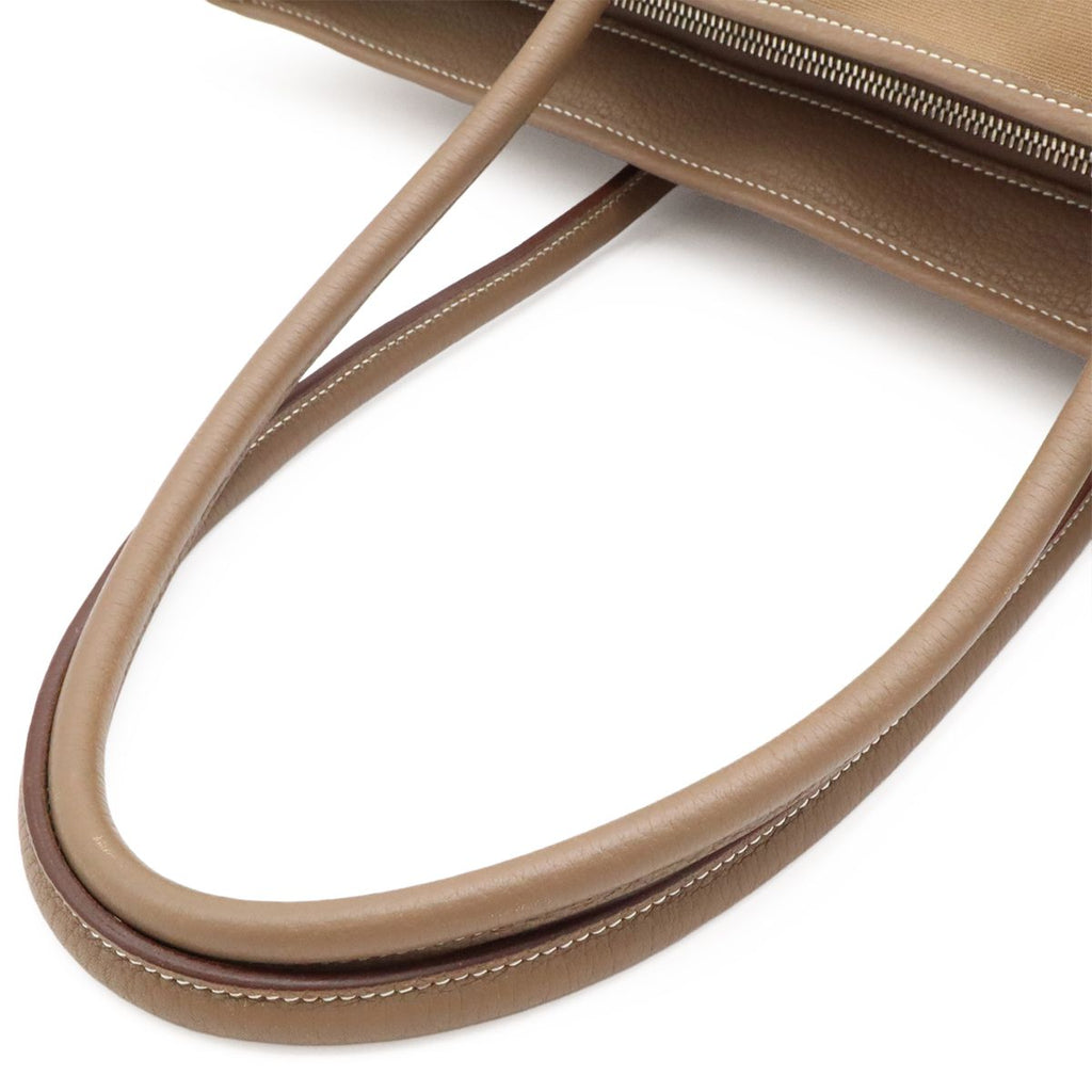 Hermes Garden Zip MM Tote Shoulder Bag Toile Officier Leather Etoupe Greige — view 4